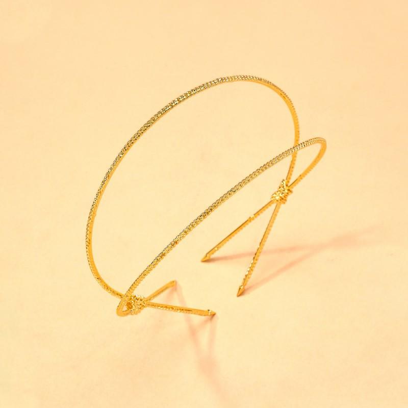 Metal Woven Headband Minimalist Style Fashionable Retro Elegant Cross High-end Bridal Headwear золотистый