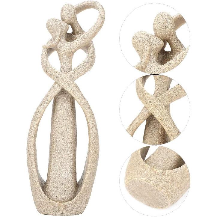 Sandstone Statue, Kissing Lovers Statue Sandstone Resin Lover Hug Kiss Abstract Sculpture Couple Collectible Figurines for Home Office Desktop