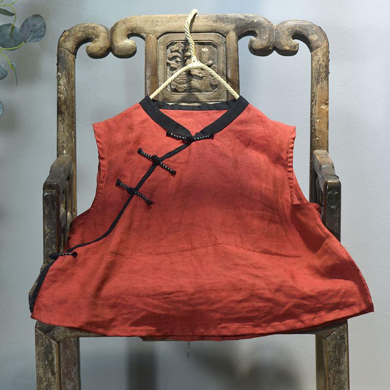 

Johnature женские винтажные жилеты без рукавов со стойкой, однотонная лоскутная одежда на пуговицах, осенние льняные жилеты, топы One Size оранжевый