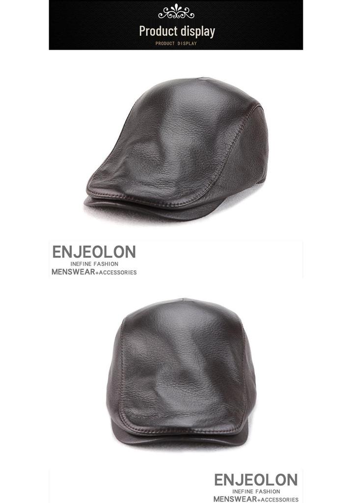 Unisex Genuine Leather Sheepskin Suede Flat Cap - Trendy Duckbill Beret for Spring, Autumn, and Winter