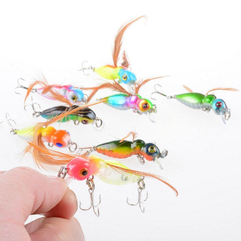 

With 10# Hooks Feather Bee Fishing Lure Plastic + Steel Wobbler Minnow Fishing Lures Sea Fishing