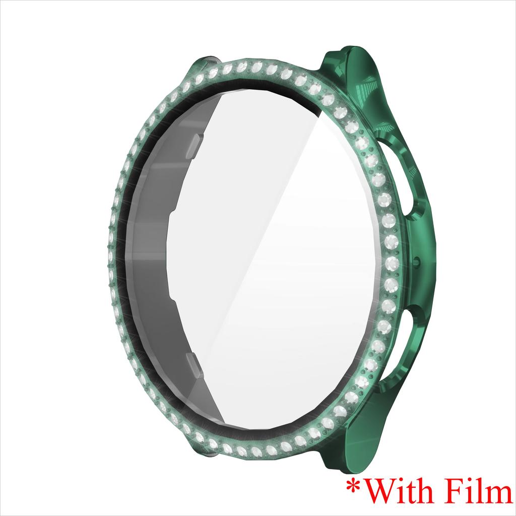 Glass+Diamond Case for Samsung Galaxy Watch 7 40 44mm Accessories Bling PC Bumper+Screen Protector for Galaxy Watch 7 Cover Case