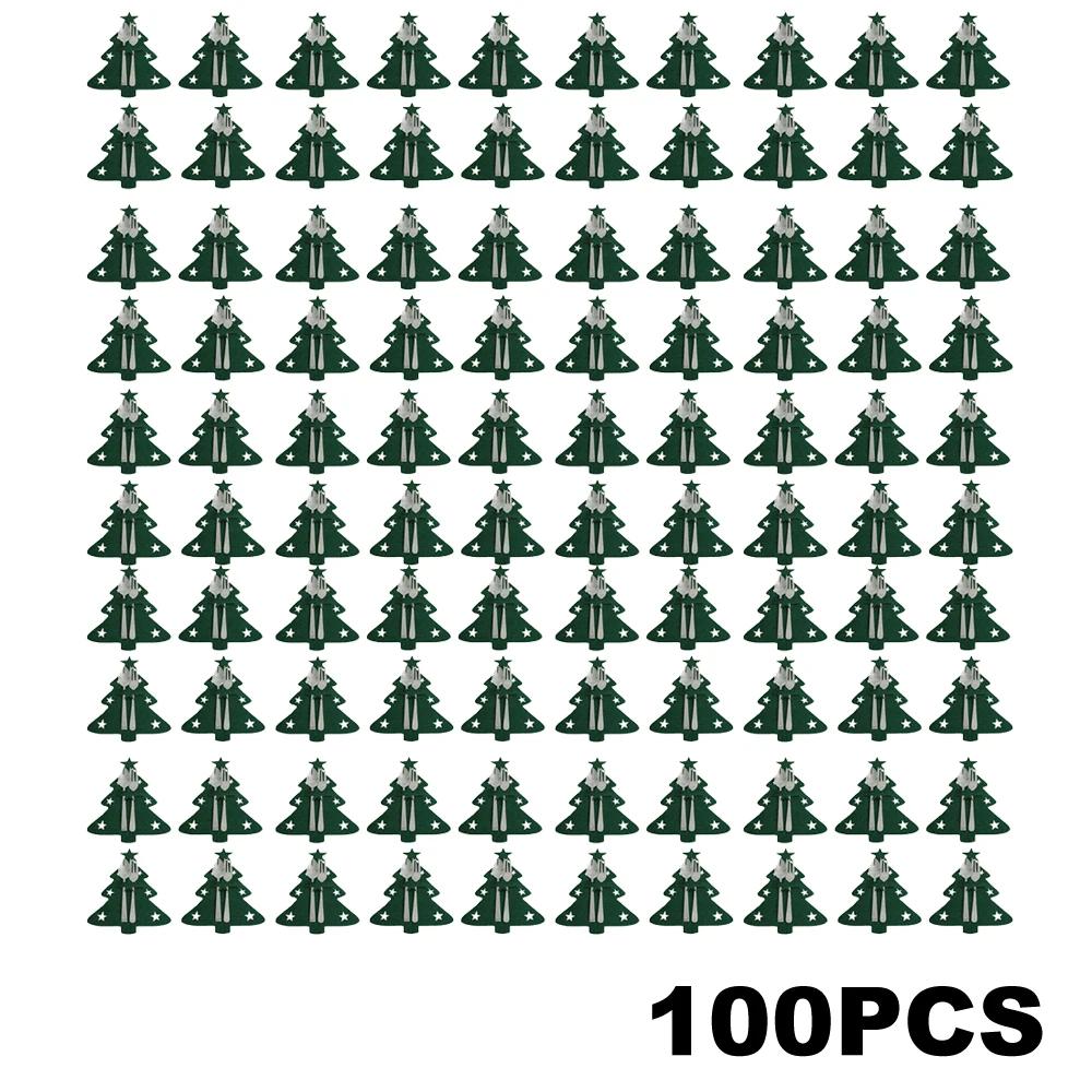60Pcs Christmas Kitchen Utensil Knife Fork Covers Snowflake Xmas Tree Pocket Cutlery Bag New Year Party Dinner Table Decorations