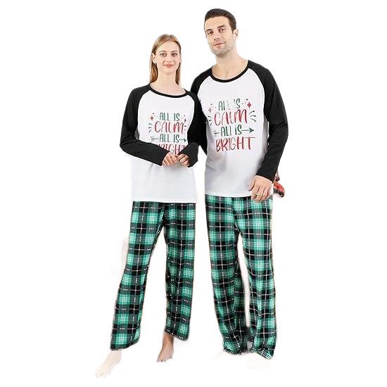 Set de pijama de Crăciun cu carouri europene și americane pentru familie, asortat, pentru Anul Nou