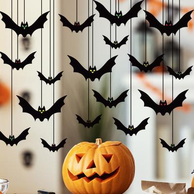 Halloween Hanging Bats Decorations Large Flying Bats with Glowing Eyes for Indoor Outdoor Tree Porch Yard Lawn Home Decor
