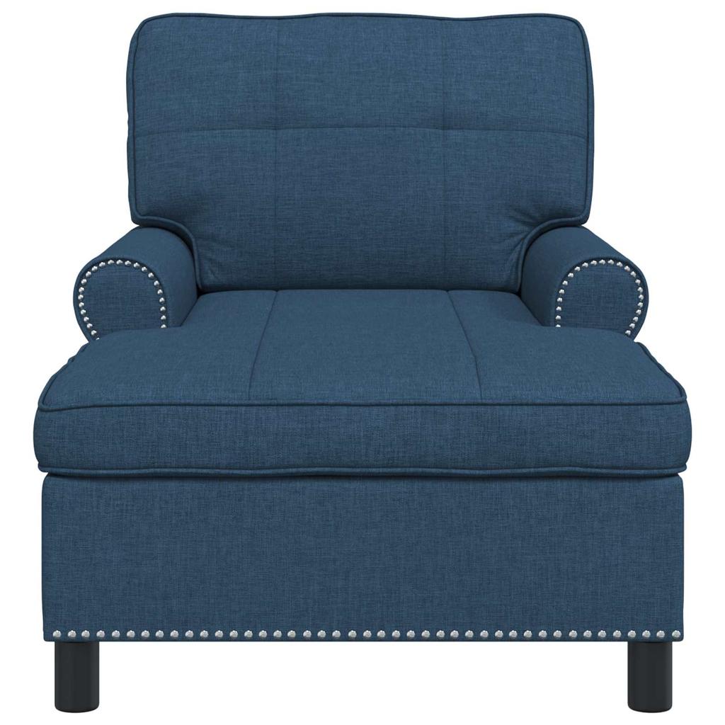 Blue Lounge Chaise Longue with Cushions 91 X 157 X 91 Cm Fabric