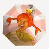 Pippi Longstocking Themed Travel Umbrella-8 Ribs Automatic Opening and Closing, Portable Folding Design, Compact and Stylish Umbrella Suitab