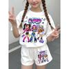 Kpop Cartoon Graphic Girls T-Shirt and Pants Set Girls' Summer Clothing Cute Short Sleeve Set Children's T-Shirt and Shorts Set