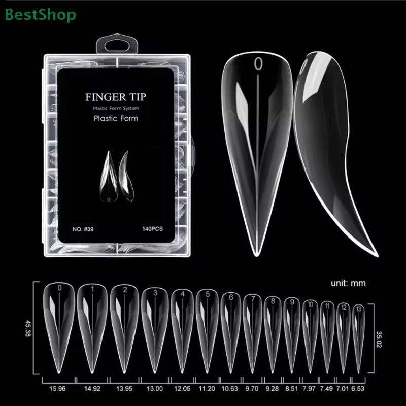 70/140/150ks Typ Ptačí Zob False Nail Tipy Krátké Zakřivené Stiletto Průhledné Měkké Umělé Nehty Prodloužení Pro DIY Nehtové Studio