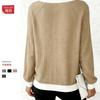 Womens Knit Sweater Round Neck Loose Fit Long Sleeve Pullover Slim Solid Color Fall Winter Top