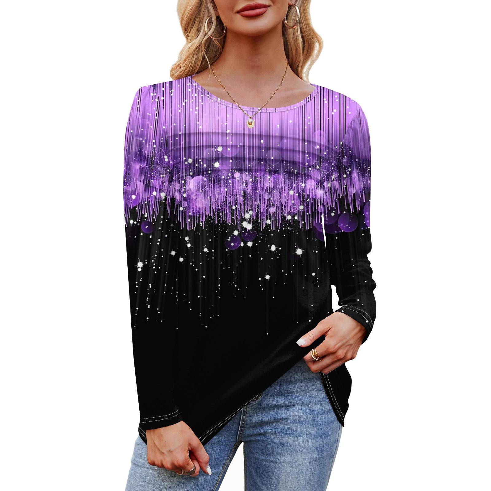 

Женский свободный повседневный топ с круглым вырезом и длинными рукавами, модный топ L чёрный