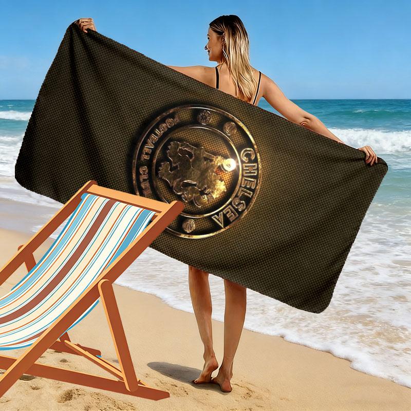 Chelsea F Print Beach Towel, Large Soft Quick Dry Towel for Beach Camping Swimming