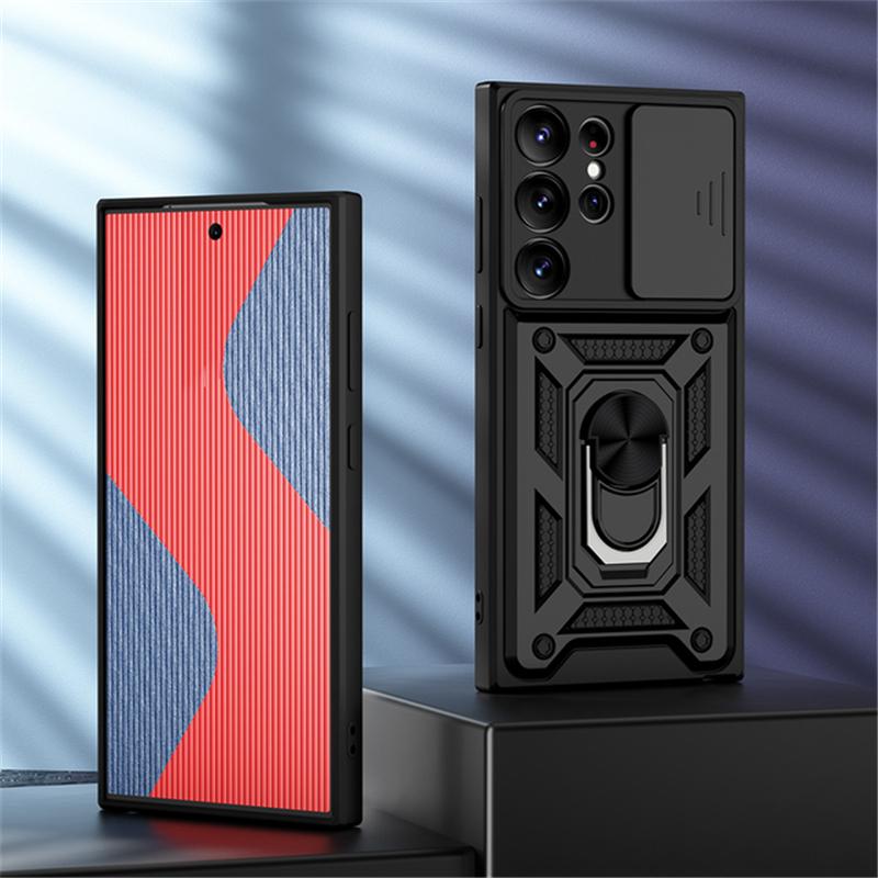 

Чохол для Samsung Galaxy S23 Ultra Plus Slide Camera Lens Armor Ring Phone Case For Samsung S23 S23Ultra S23Plus Military Grade Shockproof Hard Cover Samsung Galaxy S23 чорний