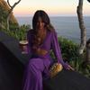 Purple Hollow Dress Sexy Exposed Belly Women Pleated Bow Long Sleeved V-Neck Slim Wrap Hip Dress 2025 New Summer Fashion