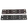 2pcs Wide PU Leather Bracelet Wrist Cuffs Punk Cuff Bracelet for Motorcycle Rider Black Brown
