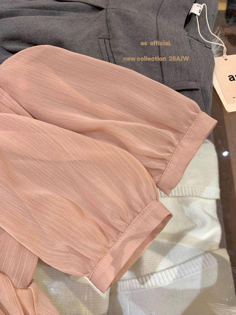Elegantes Patchwork-Spitzenhemd mit V-Ausschnitt und langen Ärmeln für Damen – Herbst 2025 Mode
