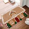 Christmas Gingerbread House Shaped Area Rug Non-Slip Soft Microfiber Door Mat Plush Decorative Rug Welcome Mat Home Decor