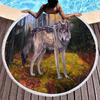 Wild Animal Print Round Beach Towel with Tassels, Sand Resistant Beach Blanket, Absorbent Quick Dry Pool Towel Soft Picnic Mat