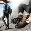 Stivali in Pelle da Uomo Punta Tonda Fatti a Mano Scarpe da Escursionismo Allacciatura Zip Laterale Stivali con Plateau da Passeggio Botas Militares Hombre