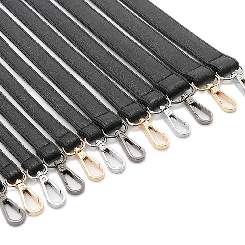 Bag Handle Belt Black Pu Lady Handbag Accessories With Snap Hook/Dog Hook 1.5Cm Width