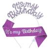 New Birthday Headband Shoulder Strap Etiquette Belt Set IT'S MY BIRTHDAY Women's Headdress Hair Accessories Party