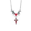 Gothic Detailed Punk Heart and Bat Wing Crosses Necklace Featuring Artistic Carving for Eye Catching Styles