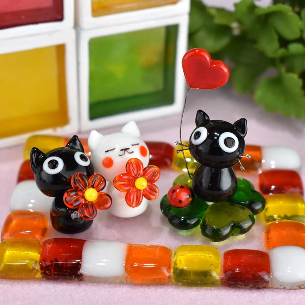 Fourcart Cute Handmade Glass Crafts NEW [Mosaic Tray, Square Mini, Red] X 6-Piece Set