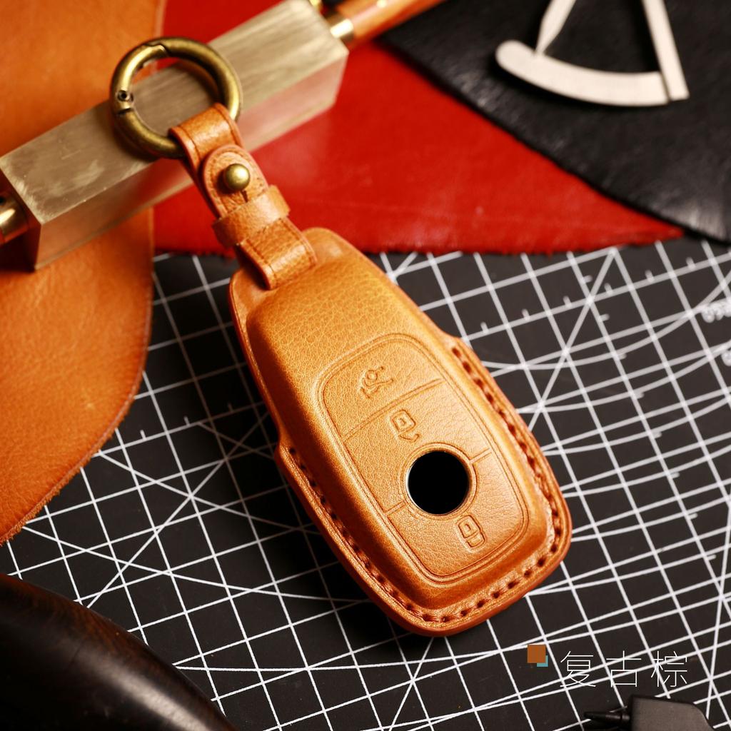 Leather Car Remote Key Cover Case Holder Shell Protector Fob for Mercedes Benz A B C E S Class S400L CLA CLS GLC GLE GLS EQE EQS