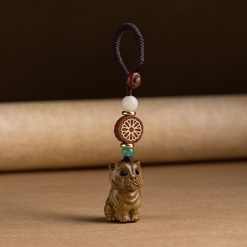 Sandalwood Zodiac Tiger Keychain & Phone Lanyard Pendant