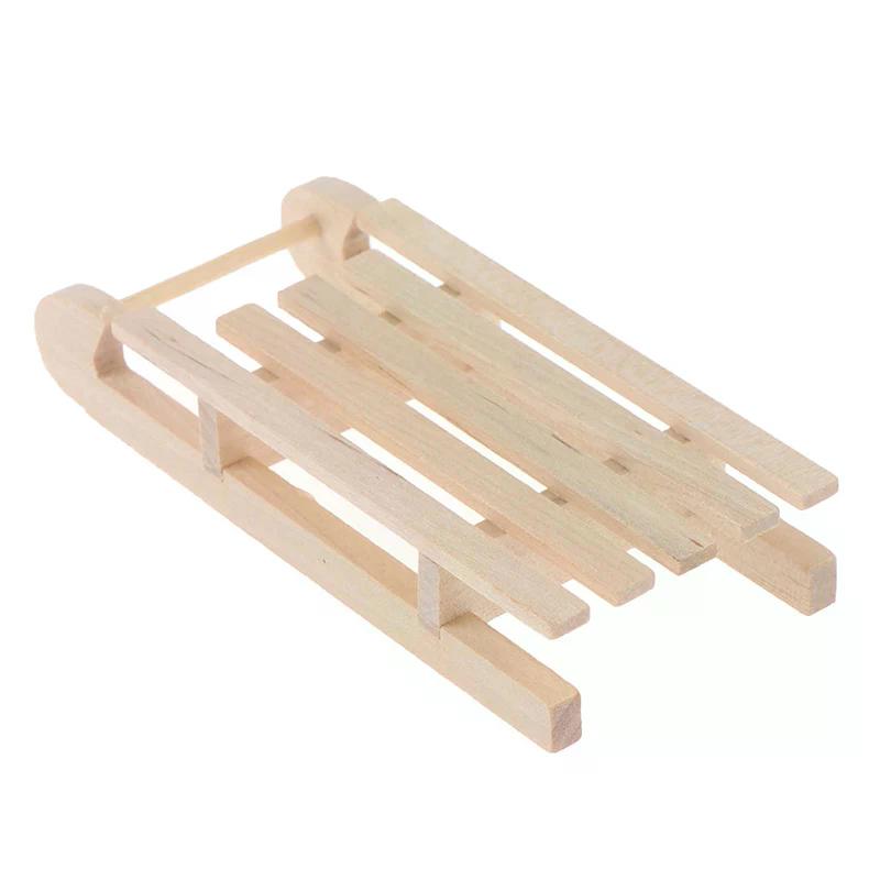 1/12 Dollhouse Miniature Mini Wooden Christmas Sleigh Model Diy Accessory For Kids Creative Play