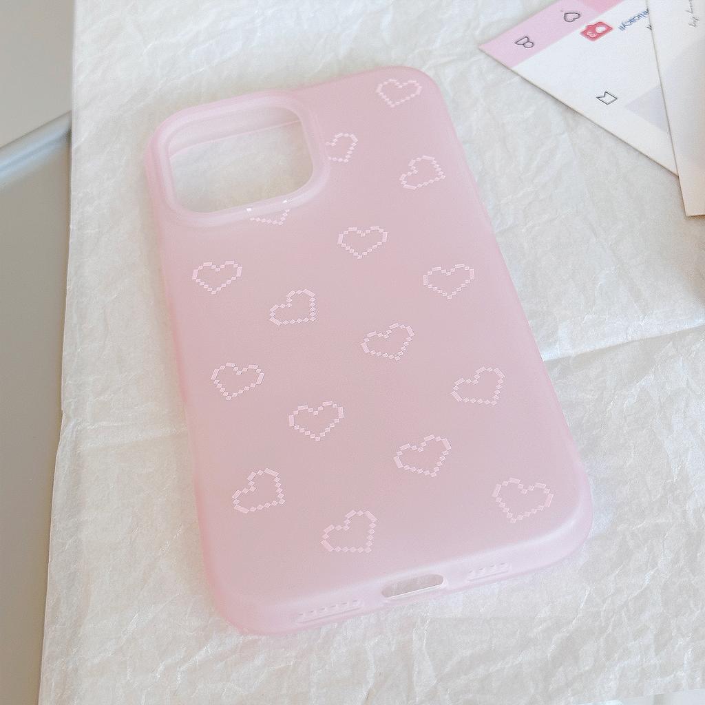 Ins Pixel Style Love Heart for Apple 16 Mobile Phone Case 17pro Max Korean Style Simple for Iphone