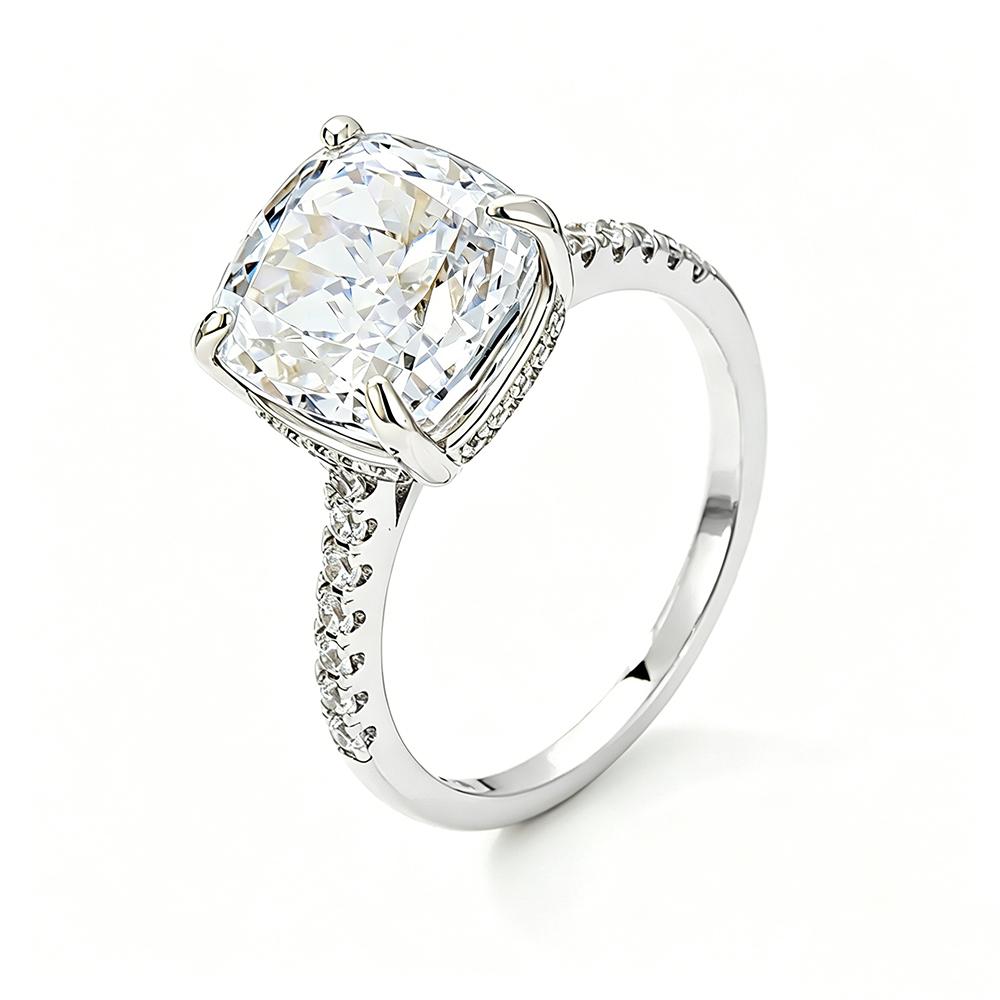 5Carat Cushion Cut Moissanite Rings for Women   CopperHidden Halo Diamond Engagement Ring Wedding Bands Jewelry Gift