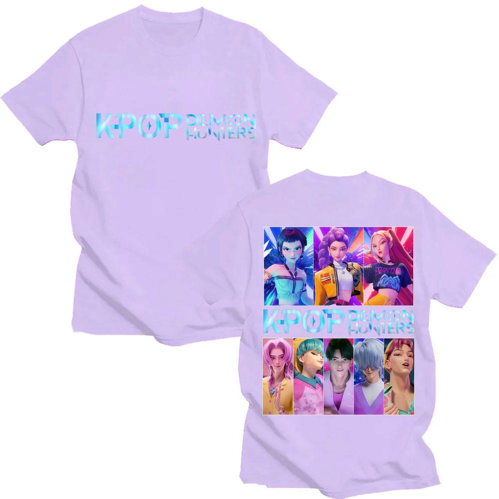 KPop Demon Hunters Huntrix Saja Boys Graphic T-shirts Men Women Fashion Manga Short Sleeve Oversized 100% Cotton Casual T Shirts