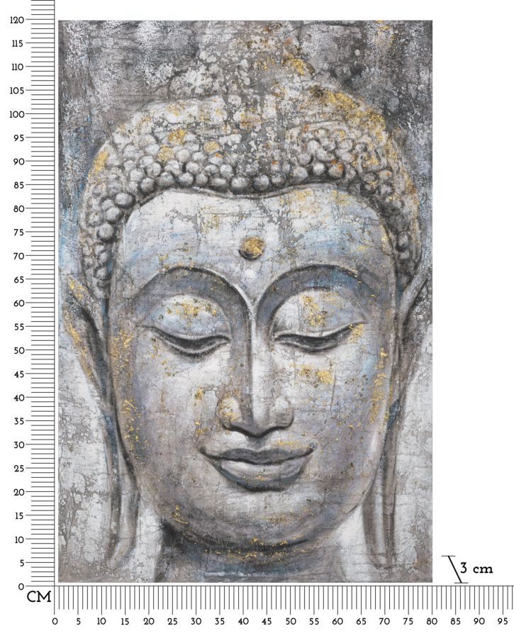 Handmade Wall Painting Face Buddha Light -A- Cm 80X3X120