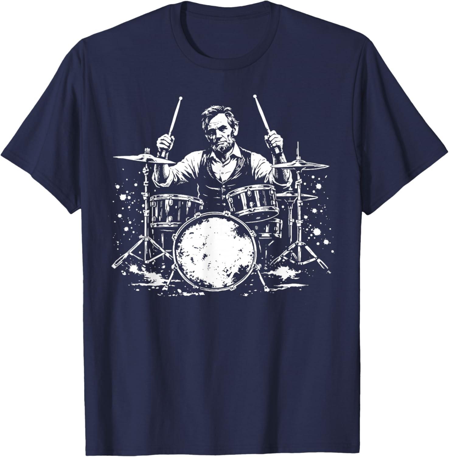 Vintage Abraham Lincoln Abe Lincoln Playing Drums Drummer Unisex T-Shirt S разноцветный