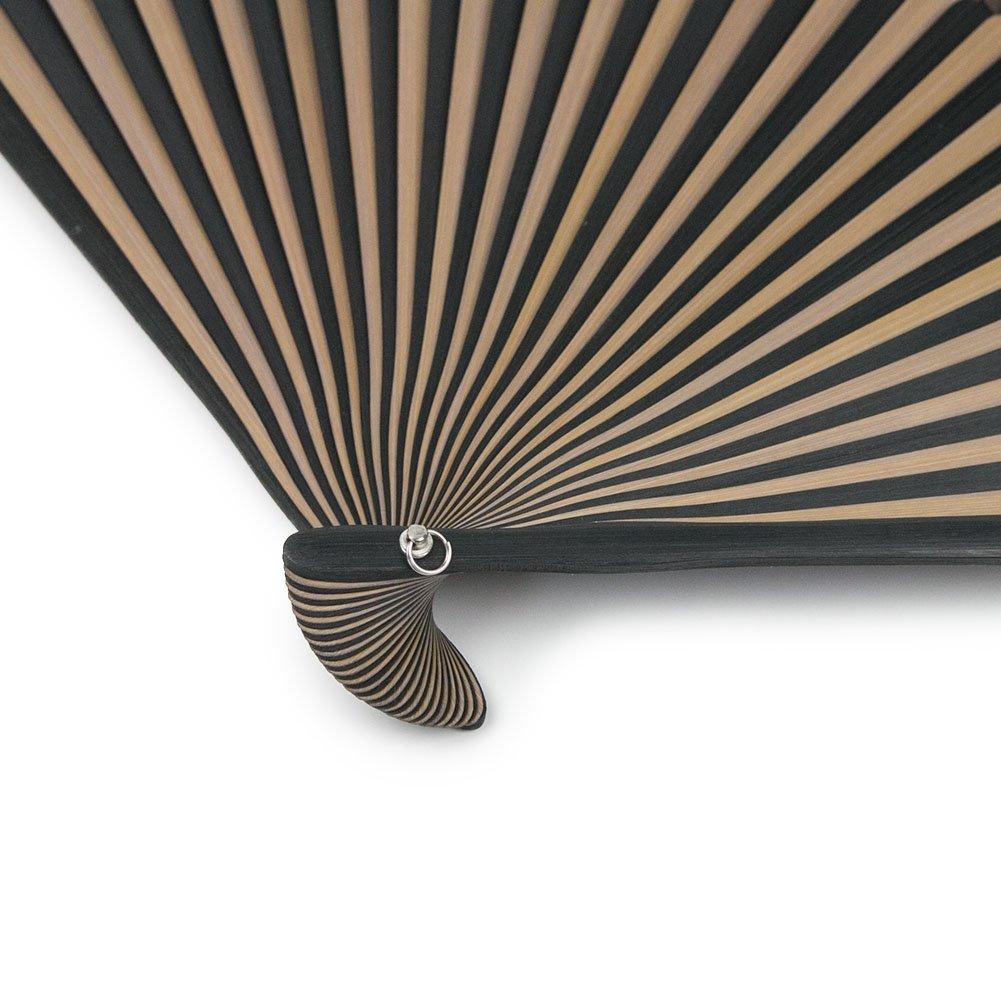 Folding pure bamboo set of two fan for women [KYOETSU] [Kyoetsu] fan, silk, plain, two-tone black, (fan, bag) (15)