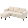 Corner Sofa 192 Cm L-Shape 3-Seater Sofa with Reversible Chaise Longue, Corduroy Look, for Small Spaces, Cream White