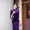 Purple National Style New Chinese Suzhou Autumn Long-sleeved Improved Cheongsam 1011 New Women's High-end Spring and Autumn Mother Outfit