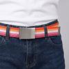 Stripe Canvas Waist Belt Metal Buckle Nylon Belt Fashion Men's Business Belt  Male