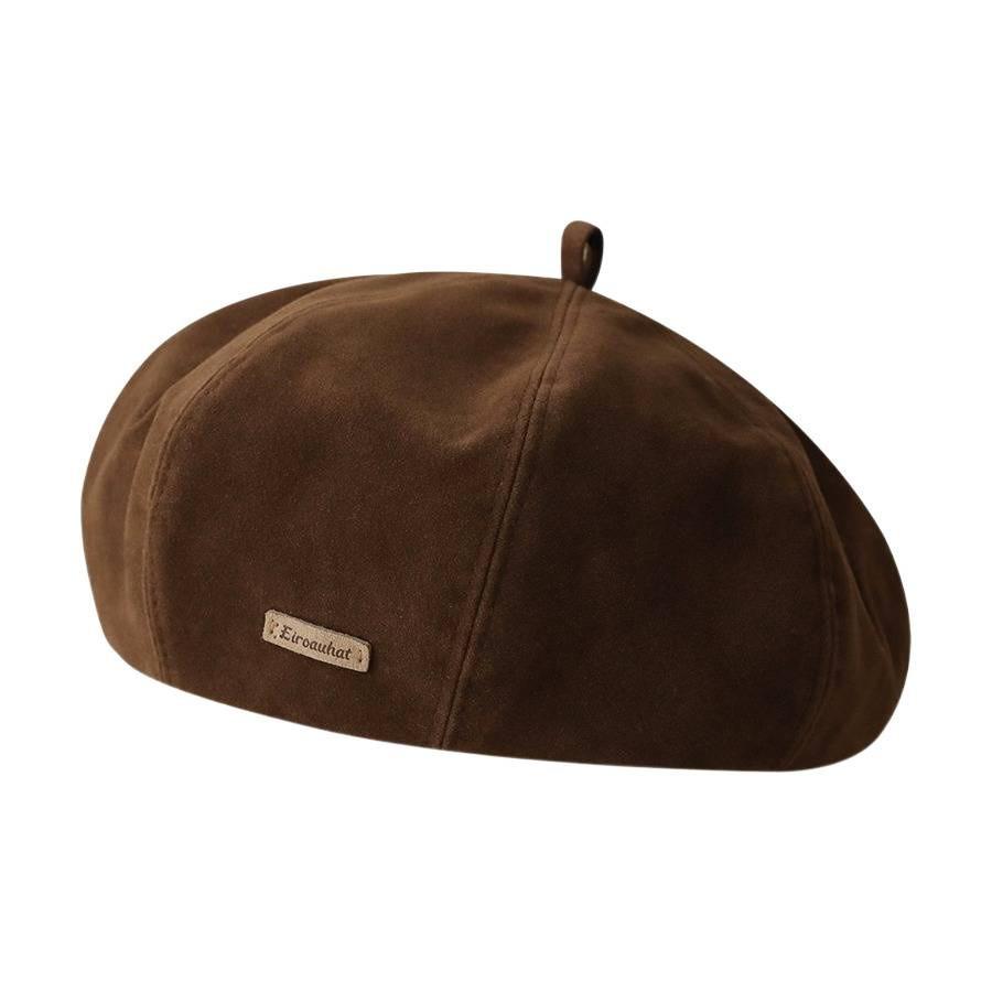 Suede Beret Cap With Adjustable Fit And Windproof Features For Casual Wear