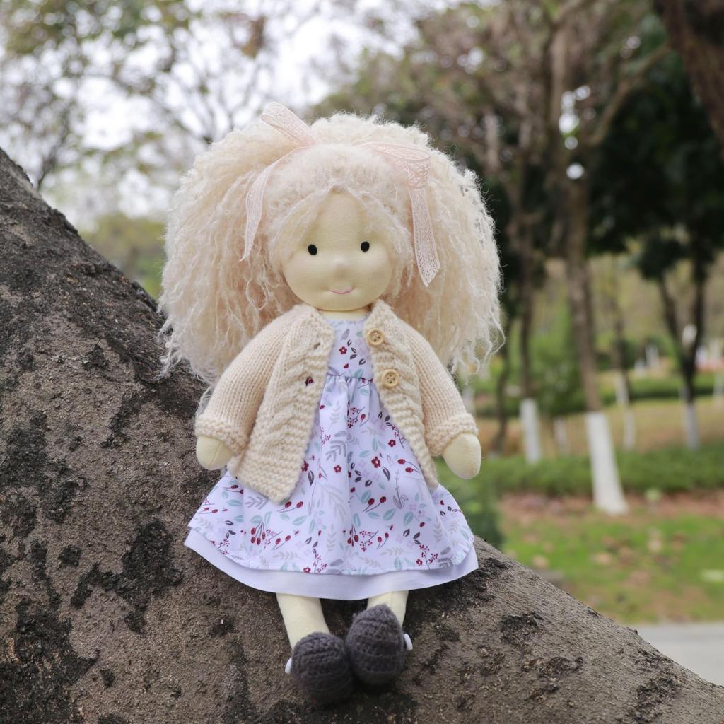 BlissfulPixie Waldorf Doll, Handmade Kiki, 30cm, Soft, Cute Plush Girl Doll, Perfect for Kids