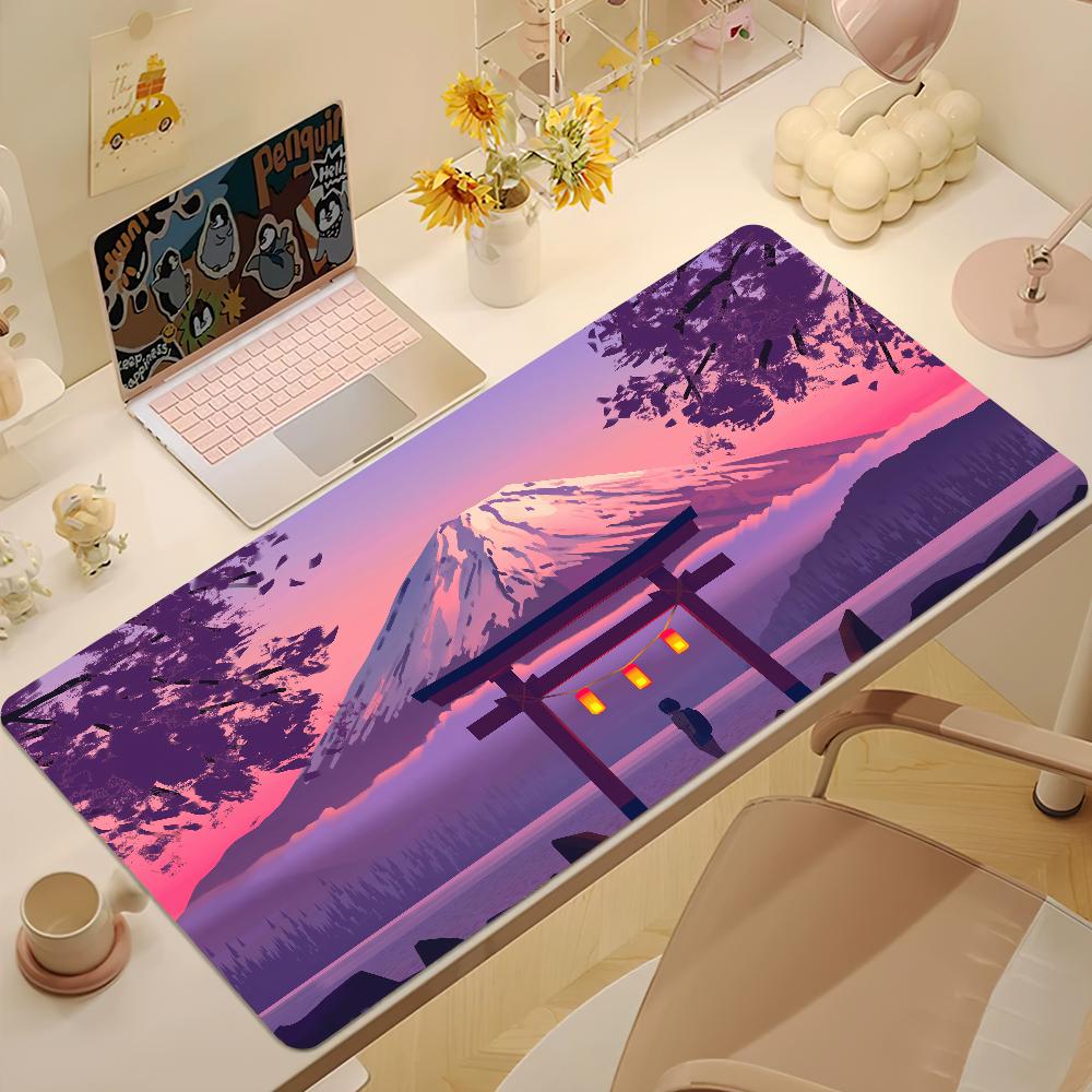 Torii Gate Mountain Cherry Blossom Japanese Mouse Pad Nonslip Thickened Large Writing Lockedge Office Student Gaming Cushion