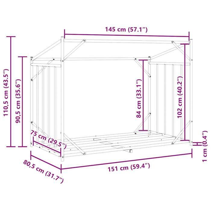 VidaXL Firewood Rack and Rain Cover Galvanized Steel, Log Storage, Fireplace Log Holder, 4104942