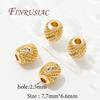 2-8Pcs/Lot 18K Gold Plated Oval Beads Brass with Zircon Spacer Bead For Jewelry,Separators For Bead,DIY Bracelets Accessories