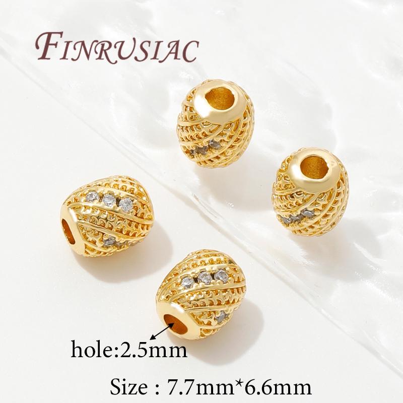 

2-8Pcs/Lot 18K Gold Plated Oval Beads Brass with Zircon Spacer Bead For Jewelry,Separators For Bead,DIY Bracelets Accessories 2 pieces