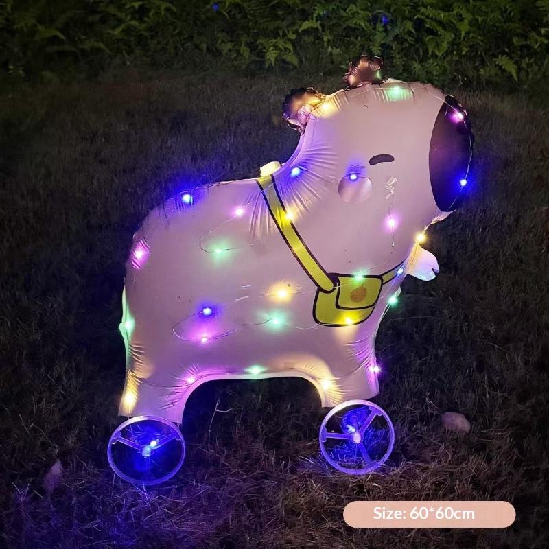 HUAHUAElephant Inspired Standing 4D Glow Foil Balloons with Wheels for Child's Birthday and Baby Shower DecorationsHUAHUA
