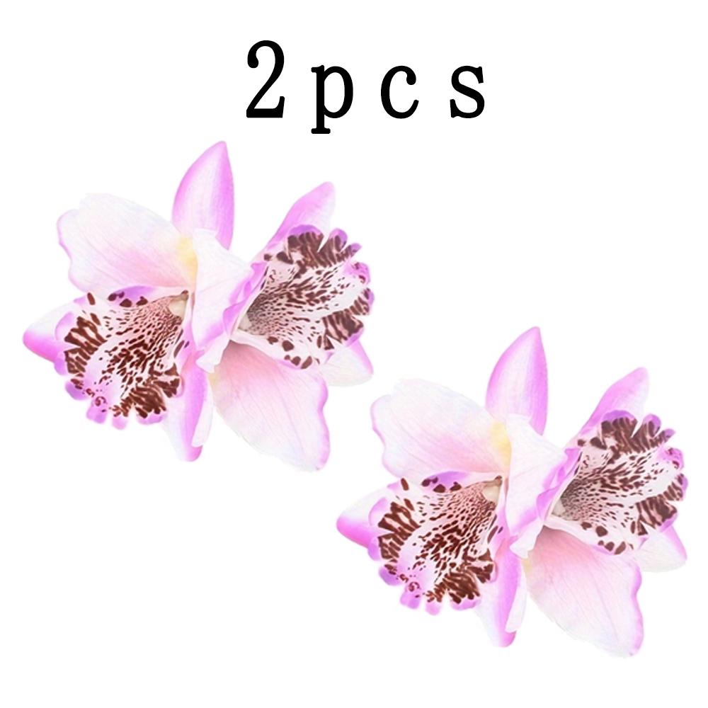 2Pcs Hawaii Orchid Flowers Hair Clips,Bohemia Style Flowers Hairpins , Photo Beach Travel Side Clip,Wedding Bridal Accessories