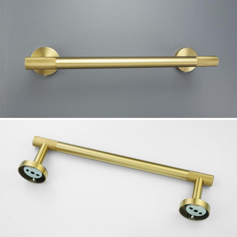 Brushed Gold 304 Stainless Steel Bathroom Set: Knurled Towel Rack, Towel Bar, Paper Holder, and Coat Hook