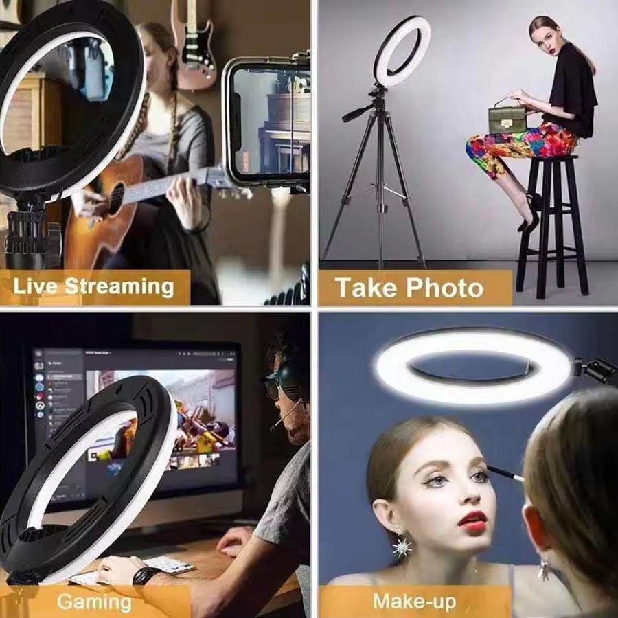 LED Selfie Ring Light 10-inch USB Plug 3-tone Lighting Photography Light Video Recording Live Broadcast Fill Light Gifts