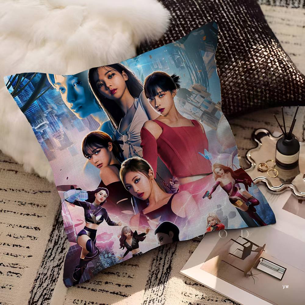 Kpop Style Group A-Aespas Pillow Cushion Cover Pillowcase Living Room Sofa Home Decor
